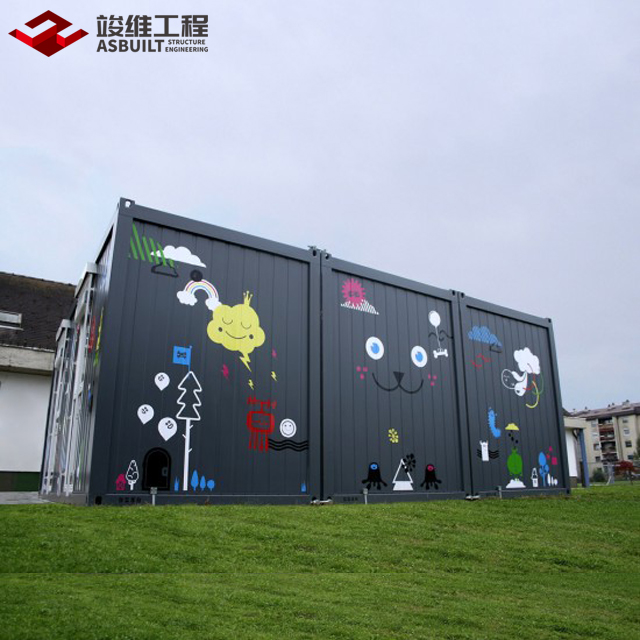 Casa prefabricada de contenedores de paquete plano para módulos temporales de aulas de jardín de infantes