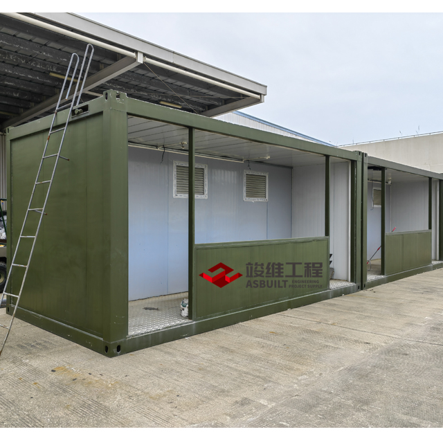 Cabina Porta Contenerizada en Olive Green, contenedor de poca plana para el cuartel militar prefabricado, campamento modular del ejército