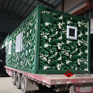 Cabina Porta contenedor verde oliva, contenedor plano de camuflaje para cuartel militar prefabricado, campamento militar