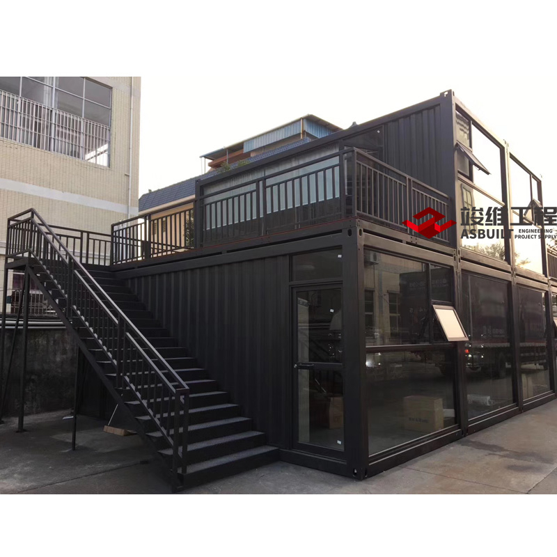 Casa modular contenederizada con panel de sándwich de metal aislado corrugado como tienda de restaurantes prefabricados