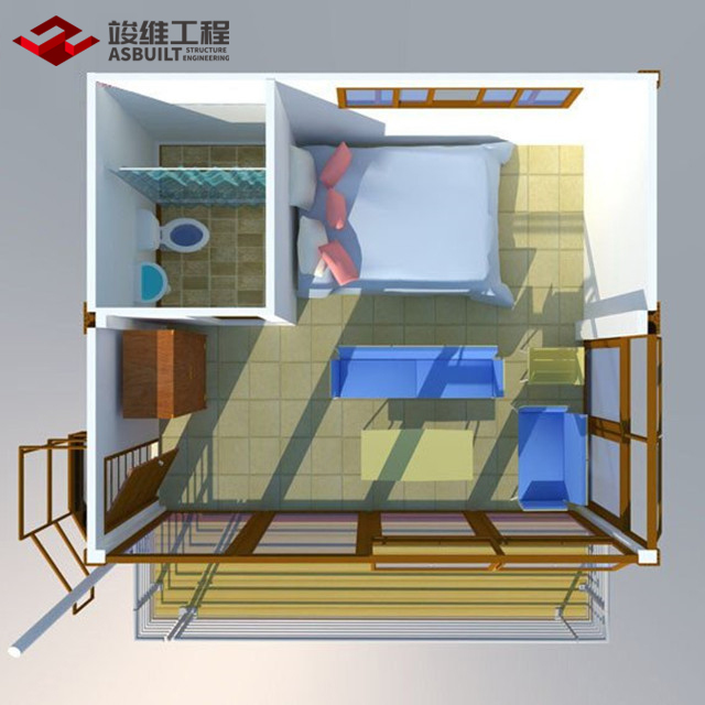 Hotel contenedor prefabricado con carpa de cubierta general, hotel emergente móvil con balcón