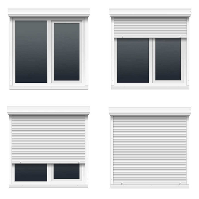Ventana corrediza de aluminio con persianas en el interior, ventana de persiana enrollable de aluminio, persianas de seguridad de aluminio enrollables