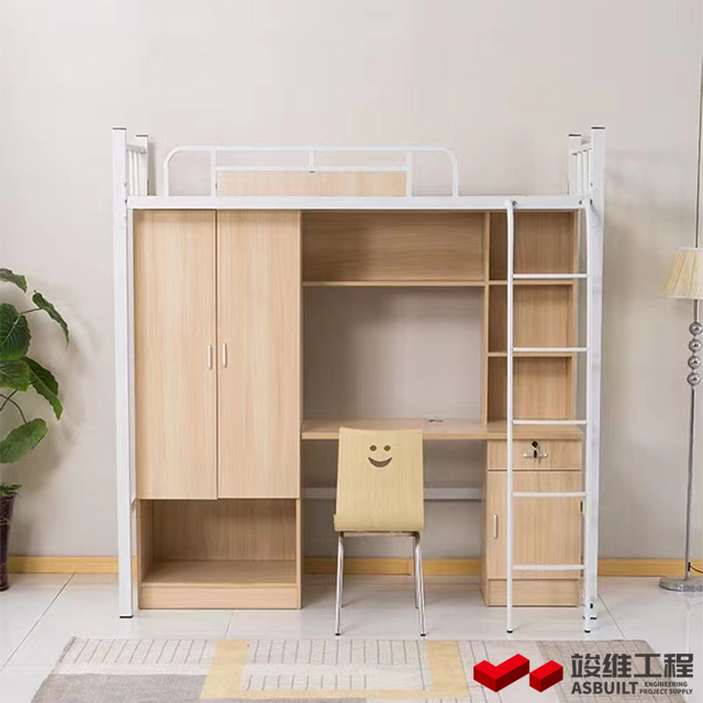 Dormitorio escolar, litera combinada con escritorio y armario para apartamento de estudiantes